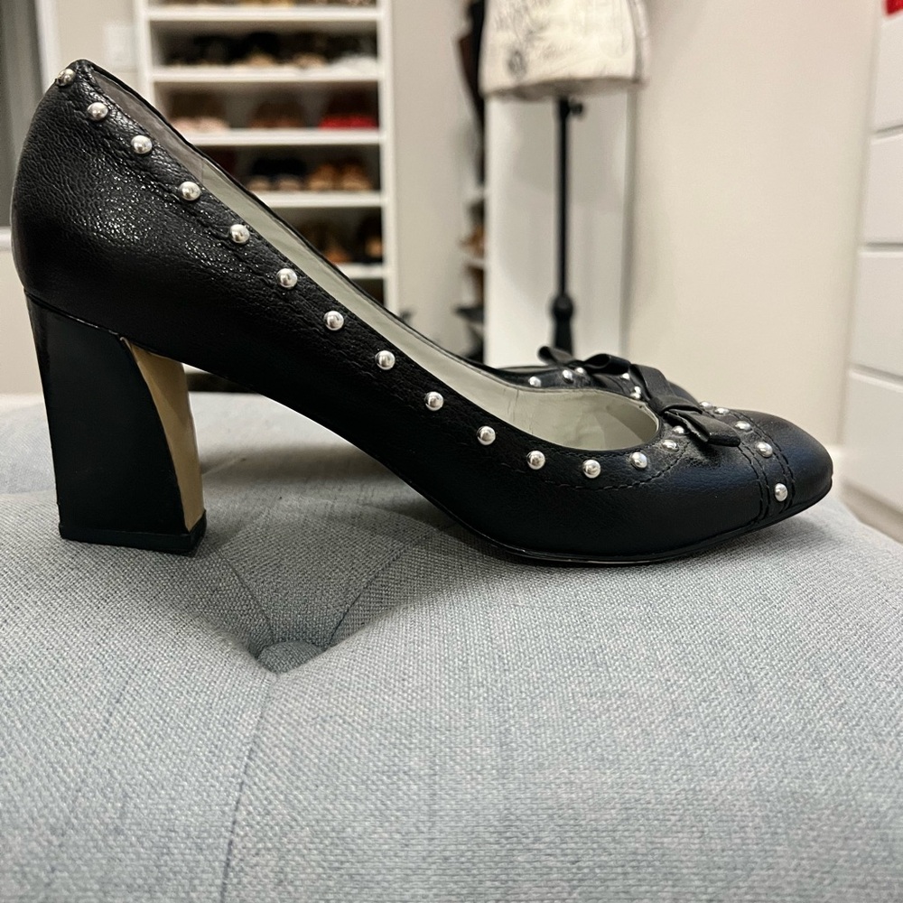 Black with silver studded heels - size 7